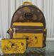 Disney Loungefly Winnie The Pooh Mini Backpack & Id Coin Purse Wallet Autumn Nwt