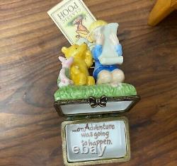Disney Midwest Falls Classic Pooh Trinket boxes Display bench. Christopher Robin