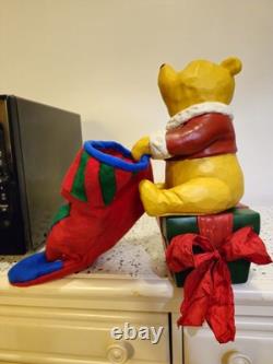 Disney Midwest of Cannon Falls Winnie The Pooh Statue Stocking Rare Santa