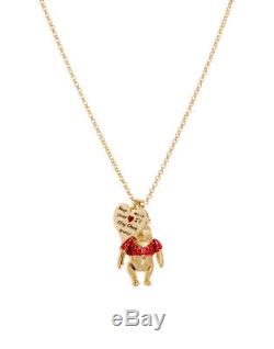 Disney Official Gold-Plated Crystal Winnie the Pooh Bear Pendant Necklace