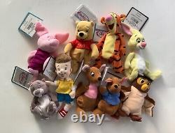 Disney Pooh & Friends Complete Set Of 9 Bean Bags 7 8 9 Rare Collectible