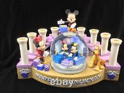 Disney Porcelain Mickey Mouse Menorah With Snow Globe Hanukkah Candle Holder