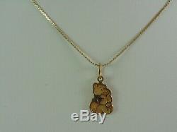 Disney SOLID 14K YELLOW GOLD WINNIE THE POOH BEAR Charm Pendant NECKLACE ITALY