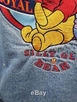 Disney Store Denim Varsity Jacket Winnie the Pooh Lined Embroidered