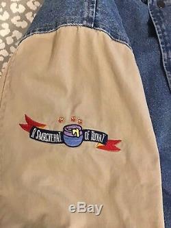 Disney Store Denim Varsity Jacket Winnie the Pooh Lined Mens L Embroidered
