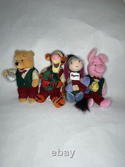 Disney Store Winnie The Pooh Christmas Country Plush Bean Bag Set Of 4