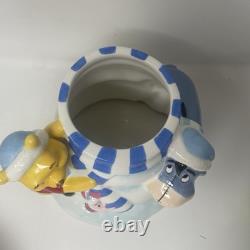 Disney Store Winnie the Pooh Snowman Cookie Jar Piglet Eyore Christmas Winter
