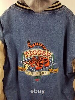 Disney Store Winnie the Pooh TIGGER Denim Khaki Varsity Jacket Vintage Size XL