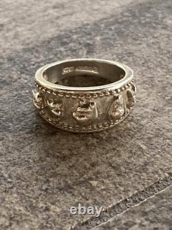 Disney Vintage 925 Sterling Silver Embossed Winnie the Pooh & Friends Ring 6.5