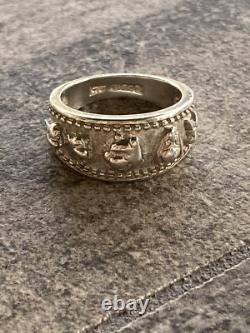 Disney Vintage 925 Sterling Silver Embossed Winnie the Pooh & Friends Ring 6.5