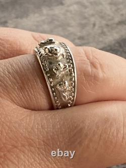 Disney Vintage 925 Sterling Silver Embossed Winnie the Pooh & Friends Ring 6.5