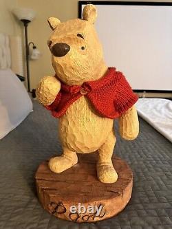 Disney Winnie The Pooh Big Fig 75th Anniversary With Sweater Faux Wood Carving