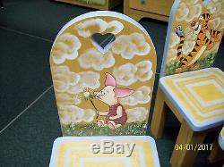 Disney Winnie The Pooh Childs / Kids Furniture Set Toy Box Table & 6 Chairs