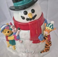 Disney Winnie The Pooh Cookie Jar Tigger Piglet Snowman Disneylnd Large Ceramic
