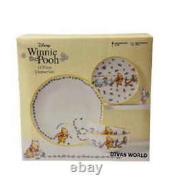Disney Winnie The Pooh Dinner Set Porcelain 12 Piece Plate Bowl Novelty Gift Box