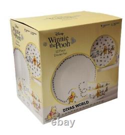 Disney Winnie The Pooh Dinner Set Porcelain 12 Piece Plate Bowl Novelty Gift Box