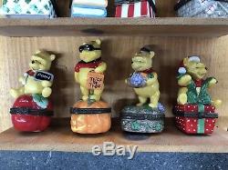 Disney Winnie The Pooh Porcelain Trinket Boxes 12 Months Calendar Display Shelf