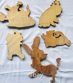 Disney Winnie The Pooh Tigger Piglet Wooden Wall Nursery Plaque Lot Of 5 Vintage