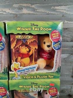 Disney Winnie The Pooh Vintage Plush Toy and Video Complete Set of 4 Figures