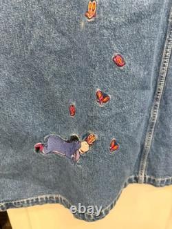 Disney Winnie The Pooh Women's Denim Jumper Dress 3X Embroidered Butterflies