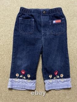 Disney Winnie the Pooh 12M 3 Piece Outfit Cardigan Bodysuit Denim Pants 90s Y2K