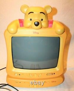 Disney Winnie the Pooh 13 Yellow Color TV & DVD Player Set with Remotes, Manuals