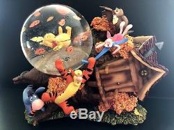 Disney Winnie the Pooh Blustery day snowglobe music box collectiable