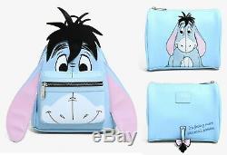 Disney Winnie the Pooh EEYORE Loungefly Mini Backpack Bag & Cosmetic Case NEW