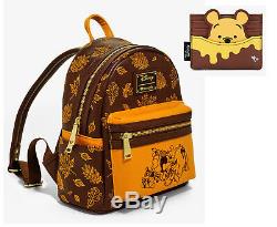 Disney Winnie the Pooh & Friends Loungefly Autumn Backpack Bag & Card Holder NEW