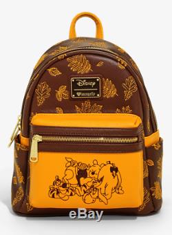 Disney Winnie the Pooh & Friends Loungefly Autumn Backpack Bag & Card Holder NEW