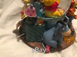 Disney Winnie the Pooh Honey Pot Tigger Eeyore Musical Snow Globe NICE RARE
