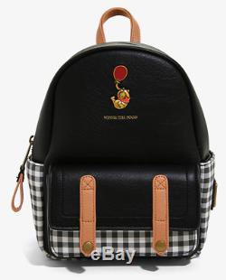 Disney Winnie the Pooh Loungefly Black Plaid Backpack Bag & Card Holder Set NEW