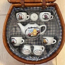 Disney Winnie the Pooh Miniature Tea set with Basket case Toy Tableware Pottery