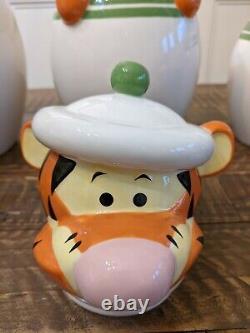 Disney Winnie the Pooh Peek-a-Boo Eeyore Tigger Piglet Ceramic Canister Set of 4