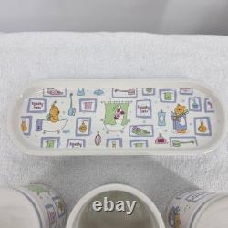 Disney Winnie the Pooh Squeaky Clean Ceramic Bathroom Set 4pc Tray Dispenser Jar