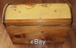 Disney Winnie the Pooh wooden curved top Toy Chest box vintage pine wood