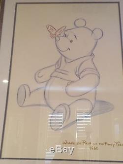 Disney's 1966 Classic Winnie The Pooh & The Honey Tree Animation Sketch Framed