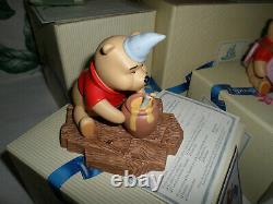 EXC 6 Figurines in BOX Vntg Disney LOT Winnie the Pooh + Plush GUND Bear Eeyore