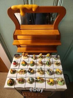 Excellent Condition Disney Winnie The Pooh Thimble Set 24 Mirror Shelf Display