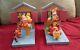 Extremely Rare! Disney Winnie The Pooh Playing With Tigger Bookends Statue Set