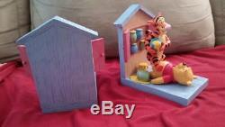 Extremely Rare! Disney Winnie the Pooh Playing with Tigger Bookends Statue Set