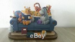 Extremely Rare! Walt Disney Winnie the Pooh Reading on Couch Bookends Statue Set