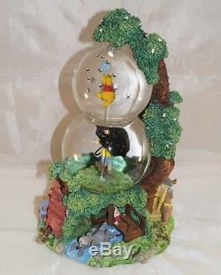 Extremely Rare! Winnie the Pooh and Friends Double Tree Snowglobe Statue
