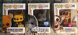 Funko Pop Winnie the Pooh Lot of 3 Exclusive Flocked Vinyl Figures, New In Boxes