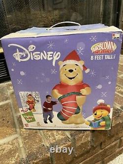 Gemmy Airblown Inflatable Winnie the Pooh With Christmas Hat And Stocking Disney