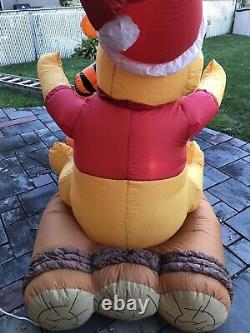 Gemmy Disney Winnie the Pooh Tigger Eeyore Log Sleigh Sled 8 Airblown Inflatable
