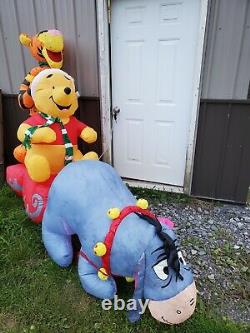 Gemmy Winnie the Pooh Eeyore sleigh Tigger inflatable Xmas Light Up Lawn Decor
