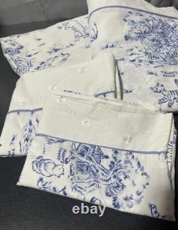HTF Disney Winnie the Pooh Blue Toile Full Size Sheet Set with Pillowcases READ