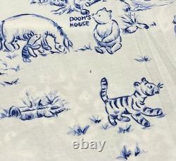 HTF Disney Winnie the Pooh Blue Toile Full Size Sheet Set with Pillowcases READ
