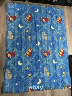 HTF VTG Winnie the Pooh Disney Blue Full bed comforter Sleepy Nightime Moon Star